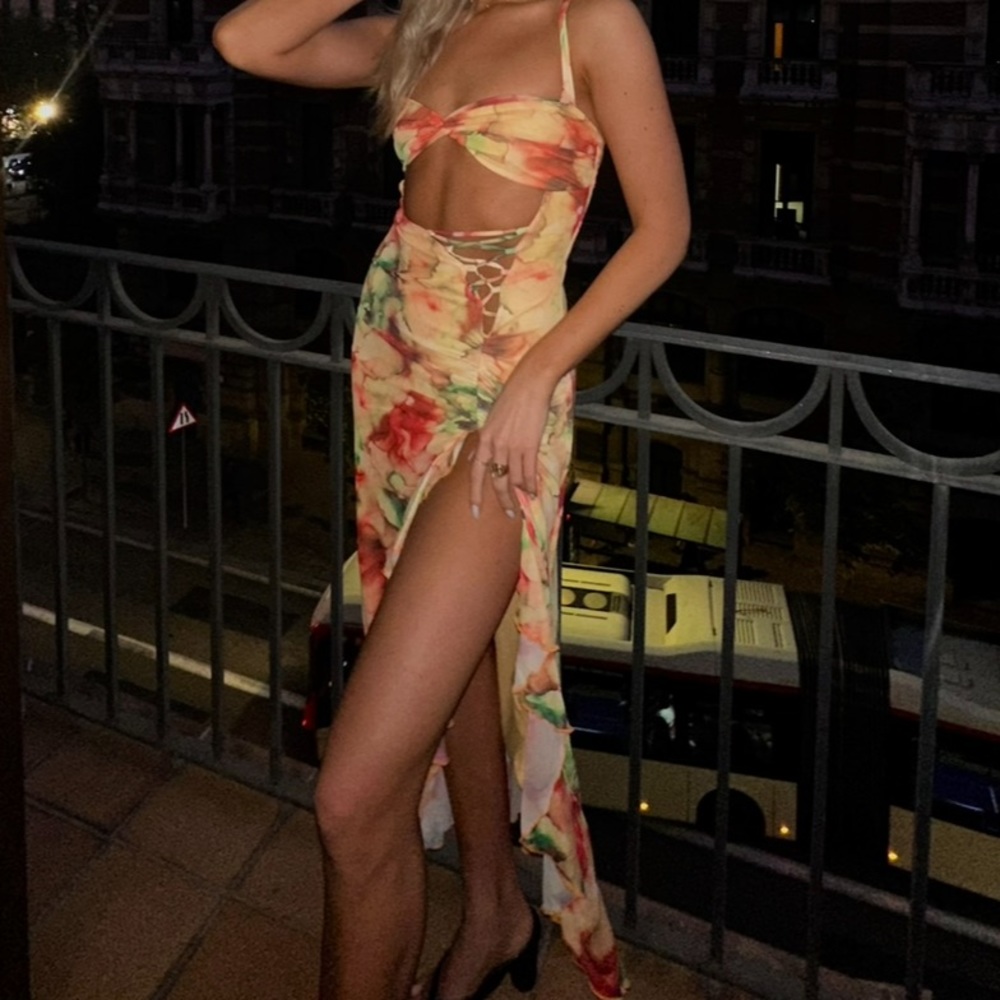 Lilyful Alina Ruffle Slit Maxi Dress